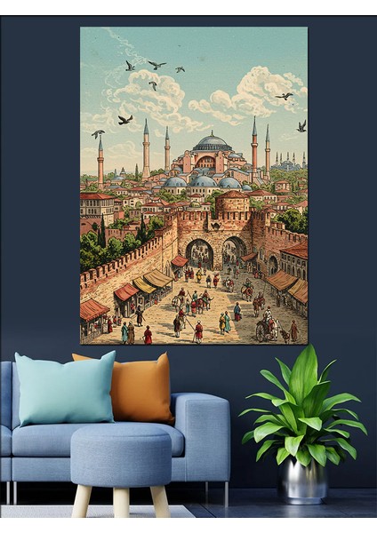 Kalabalık Ayasofya Camii Istanbul Dekoratif Kanvas - Mdf Ahşap Tablo fırsatları