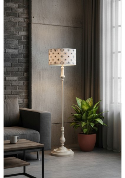 Nazar Desen Bej Metal Ayak Lambader