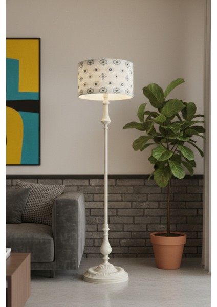 Nazar Desen Bej Metal Ayak Lambader