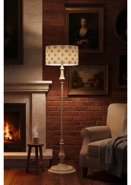 Nazar Desen Bej Metal Ayak Lambader