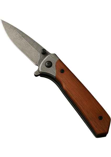 Browning Gül Ağacı Saplı Damascus Model Isme Özel 9CR18MOV Kalite Paslanmaz Çelik Avcı Kamp Bıçağı