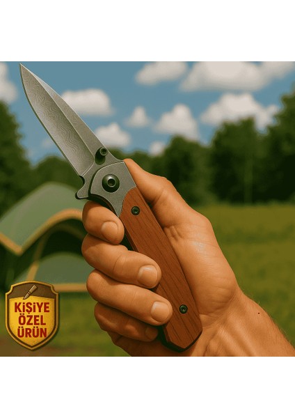 Browning Gül Ağacı Saplı Damascus Model Isme Özel 9CR18MOV Kalite Paslanmaz Çelik Avcı Kamp Bıçağı fiyatları