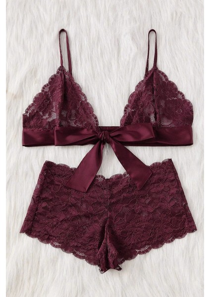 Kadın Bordo Dantelli &amp; Kurdelalı Sütyen Külot Takımı – Modern, Konforlu ve Günlük Kombinlere Uygun modelleri