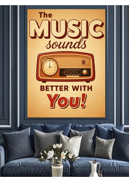 Müzik Sesi Vintage Radyo Dekoratif Kanvas - Mdf Ahşap Tablo