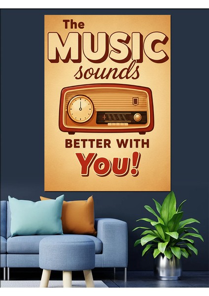 Müzik Sesi Vintage Radyo Dekoratif Kanvas - Mdf Ahşap Tablo fiyatları