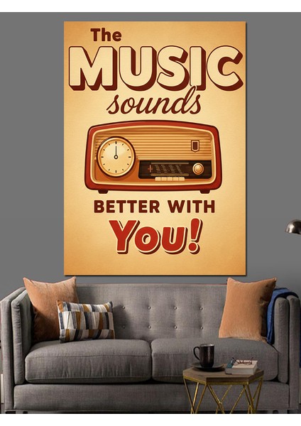 Müzik Sesi Vintage Radyo Dekoratif Kanvas - Mdf Ahşap Tablo fırsatları