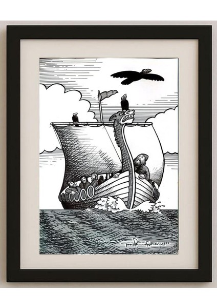 Thorsteinn Eggertsson 43X30CM Orijinal Karikatür Tablo