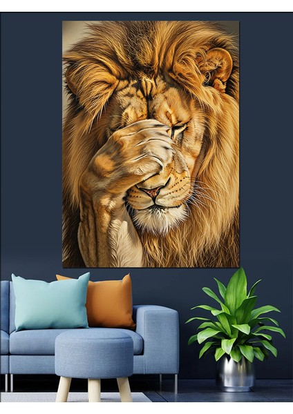 Altın Aslan Kral Portresi Dekoratif Kanvas - Mdf Ahşap Tablo indirimleri