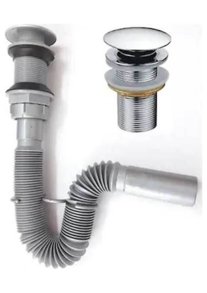 Pop Up Bas Aç Körüklü Lavabo Sifonu