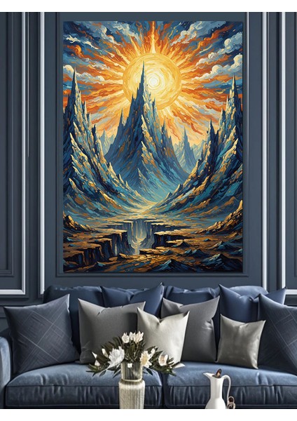 Dağlık Manzara Güneşin Doğuşu Dekoratif Kanvas - Mdf Ahşap Tablo modelleri