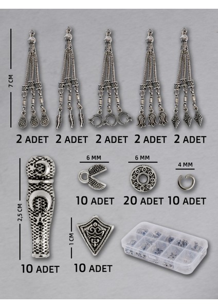 10 Adet Üçlü Karışık Püskül Seti - Doğal Taş | Epoksi Tesbih ve Takı Yapımı Için Şık ve Dayanıklı