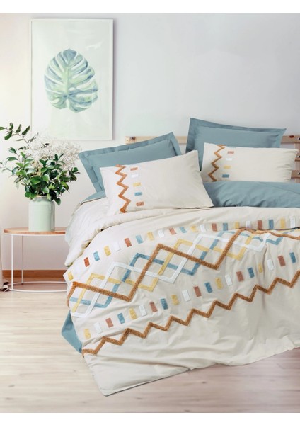 Puff Nakışlı Ranforce Çift Kişilik Nev Takımı Mellow Mint