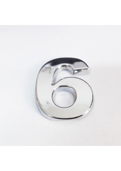 Cemax 6 Rakamı 3,75 cm Krom Yapışkanlı