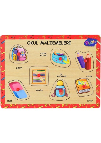 ONY-196-197 Ahşap Tutmalı Okul Malzemeleri -Onyıl Oyuncak