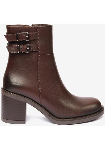 Kadın Kahverengi Hakiki Deri Topuklu Bot 4K2TB59154
