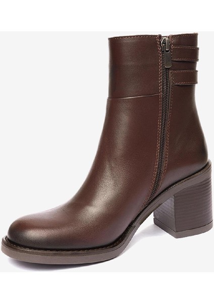 Kadın Kahverengi Hakiki Deri Topuklu Bot 4K2TB59154