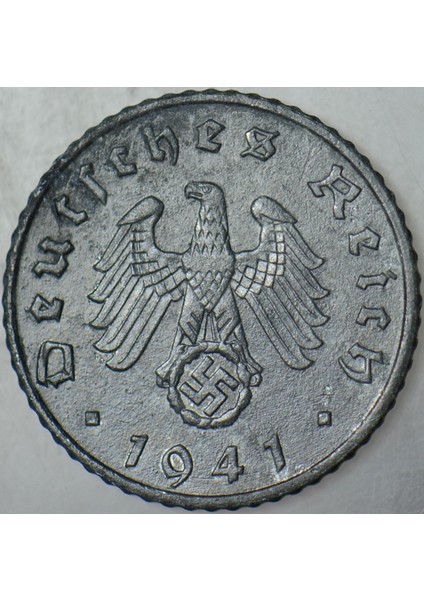 Almanya 5 Pfennig 1941 A. Ikinci Dünya Savaşı Nazi Dönemi. Gamalı Haç. Çinko. modelleri