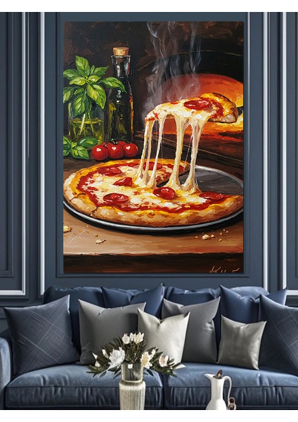 Peynirli Pizza Nefis Dilim Dekoratif Kanvas - Mdf Ahşap Tablo modelleri
