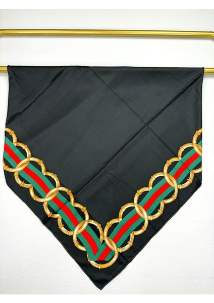 Siyah Twil Ipek Eşarp Chnl 90X90