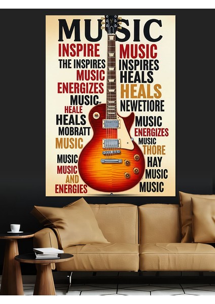 Müzik Rock Gitar Posteri Dekoratif Kanvas - Mdf Ahşap Tablo