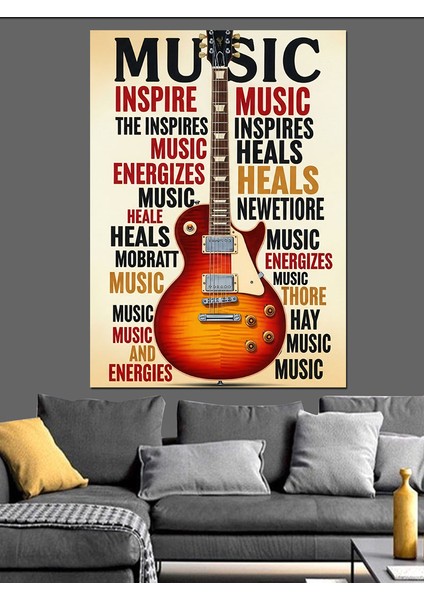 Müzik Rock Gitar Posteri Dekoratif Kanvas - Mdf Ahşap Tablo modelleri