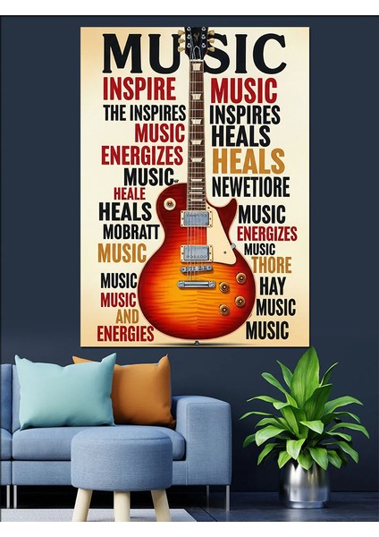Müzik Rock Gitar Posteri Dekoratif Kanvas - Mdf Ahşap Tablo indirimleri
