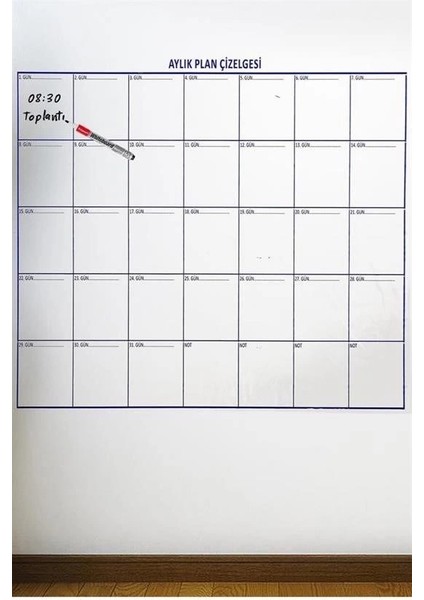 Aylık Planlayıcı Manyetik Duvar Stickerı Takvim Plan Çizelgesi - Ürün Boyutları: 110 cm x 100 cm modelleri