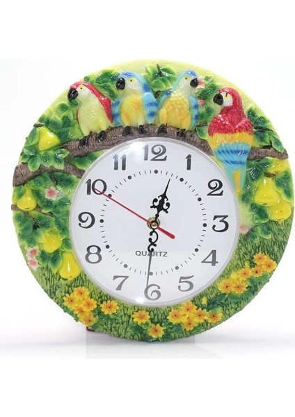 Papağanlı Polyester Duvar Saati