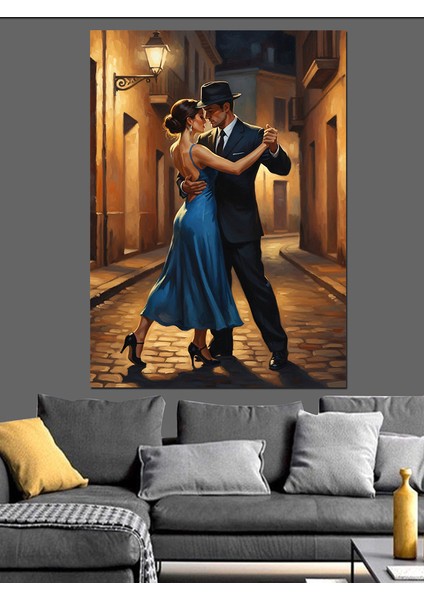 Tutkulu Dans Eden Insan Silüetleri Dekoratif Kanvas - Mdf Ahşap Tablo fırsatları