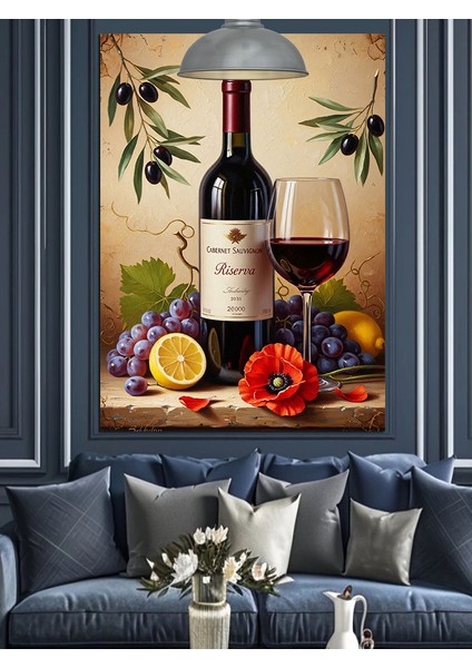 Kırmızı Şarap Meyve Üzüm Dekoratif Kanvas - Mdf Ahşap Tablo fiyatları
