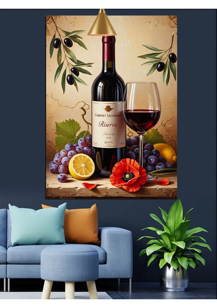 Kırmızı Şarap Meyve Üzüm Dekoratif Kanvas - Mdf Ahşap Tablo fırsatları