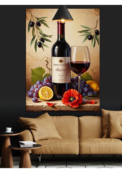 Kırmızı Şarap Meyve Üzüm Dekoratif Kanvas - Mdf Ahşap Tablo indirimleri