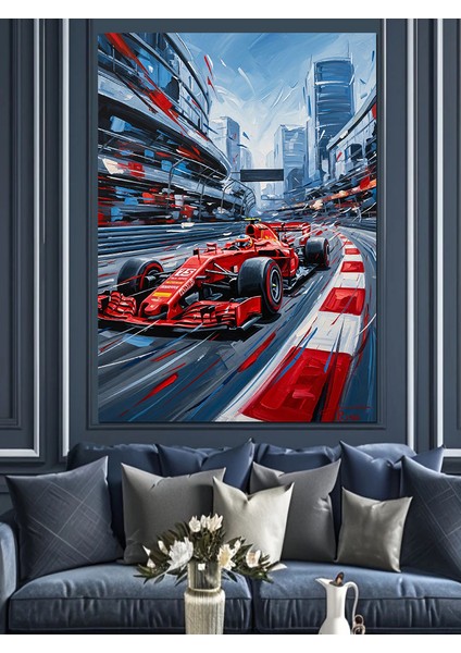 Kırmızı Formula F1 Arabası Dekoratif Kanvas - Mdf Ahşap Tablo modelleri