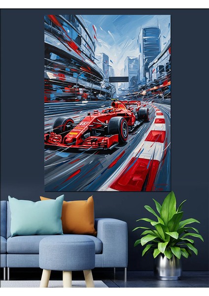 Kırmızı Formula F1 Arabası Dekoratif Kanvas - Mdf Ahşap Tablo fırsatları