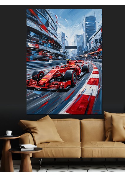 Kırmızı Formula F1 Arabası Dekoratif Kanvas - Mdf Ahşap Tablo indirimleri