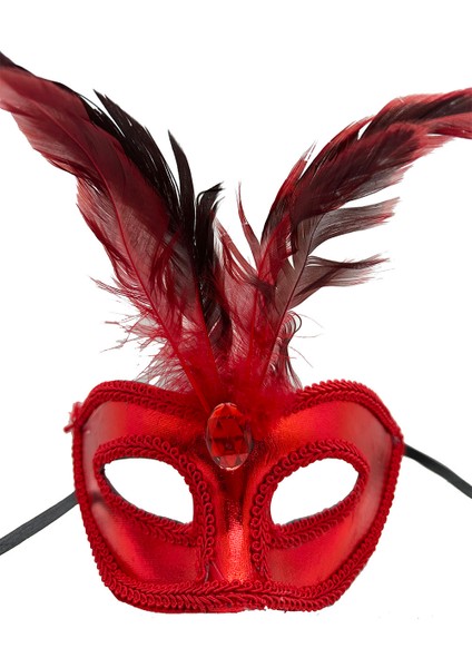 Rugan Kaplama Kırmızı Tüylü Parti Maskesi modelleri