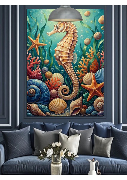 Deniz Yosunları Kabuklu Deniz Altı Deniz Atı Dekoratif Kanvas - Mdf Ahşap Tablo modelleri
