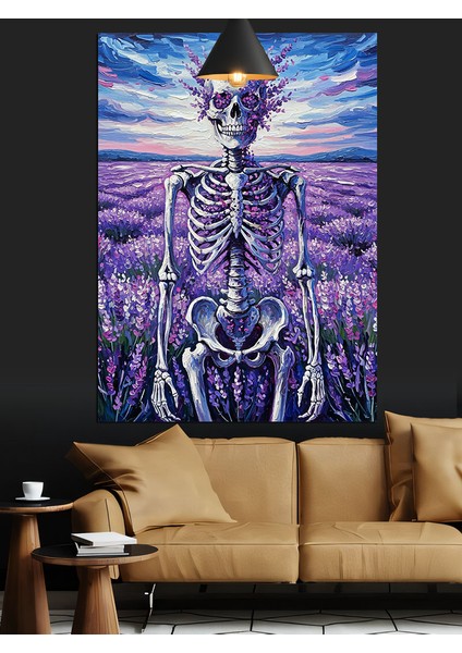 Lavanta Tarlasında Iskelet Dekoratif Kanvas - Mdf Ahşap Tablo fiyatları