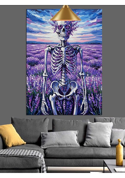 Lavanta Tarlasında Iskelet Dekoratif Kanvas - Mdf Ahşap Tablo modelleri