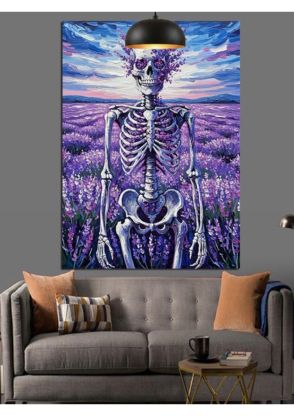 Lavanta Tarlasında Iskelet Dekoratif Kanvas - Mdf Ahşap Tablo indirimleri