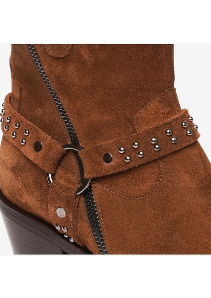 Kadın Sigaro Süet Hakiki Deri Topuklu Bot 4K2TB59179