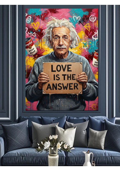 Albert Einstein Aşkın Tatlı Dili Dekoratif Kanvas - Mdf Ahşap Tablo