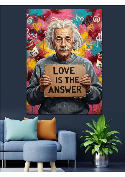 Albert Einstein Aşkın Tatlı Dili Dekoratif Kanvas - Mdf Ahşap Tablo fiyatları