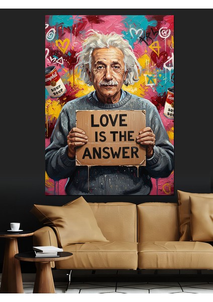 Albert Einstein Aşkın Tatlı Dili Dekoratif Kanvas - Mdf Ahşap Tablo modelleri