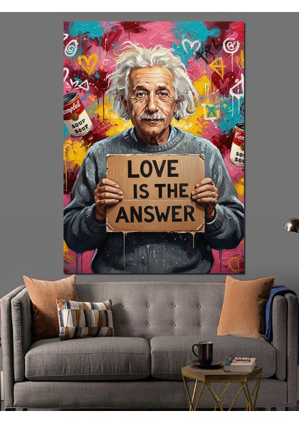Albert Einstein Aşkın Tatlı Dili Dekoratif Kanvas - Mdf Ahşap Tablo fırsatları