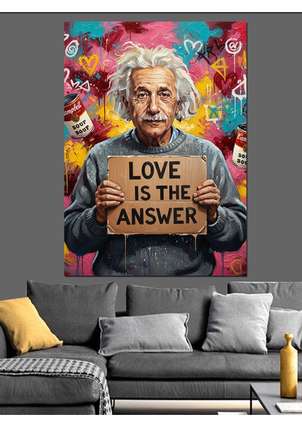 Albert Einstein Aşkın Tatlı Dili Dekoratif Kanvas - Mdf Ahşap Tablo indirimleri