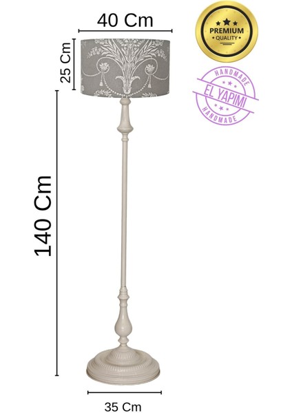 Gri Ashley Desen Bej Metal Ayak Lambader fiyatları