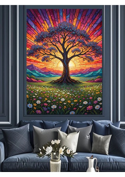 Hayat Ağacı Güneşin Altında Dekoratif Kanvas - Mdf Ahşap Tablo fiyatları