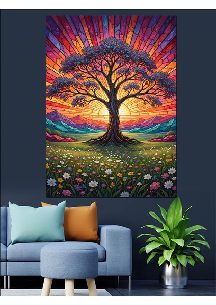 Hayat Ağacı Güneşin Altında Dekoratif Kanvas - Mdf Ahşap Tablo modelleri