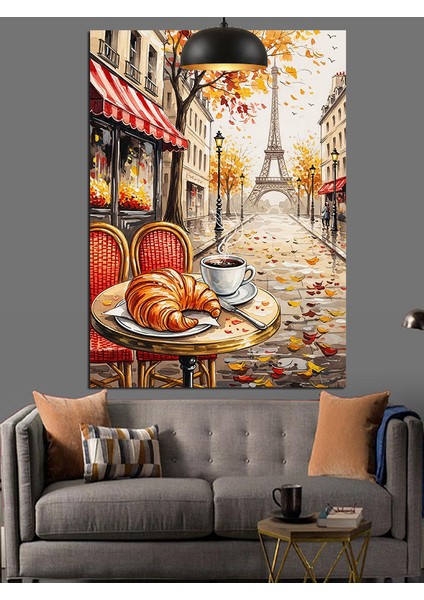 Paris Sokakları Sonbahar Manzarası Dekoratif Kanvas - Mdf Ahşap Tablo